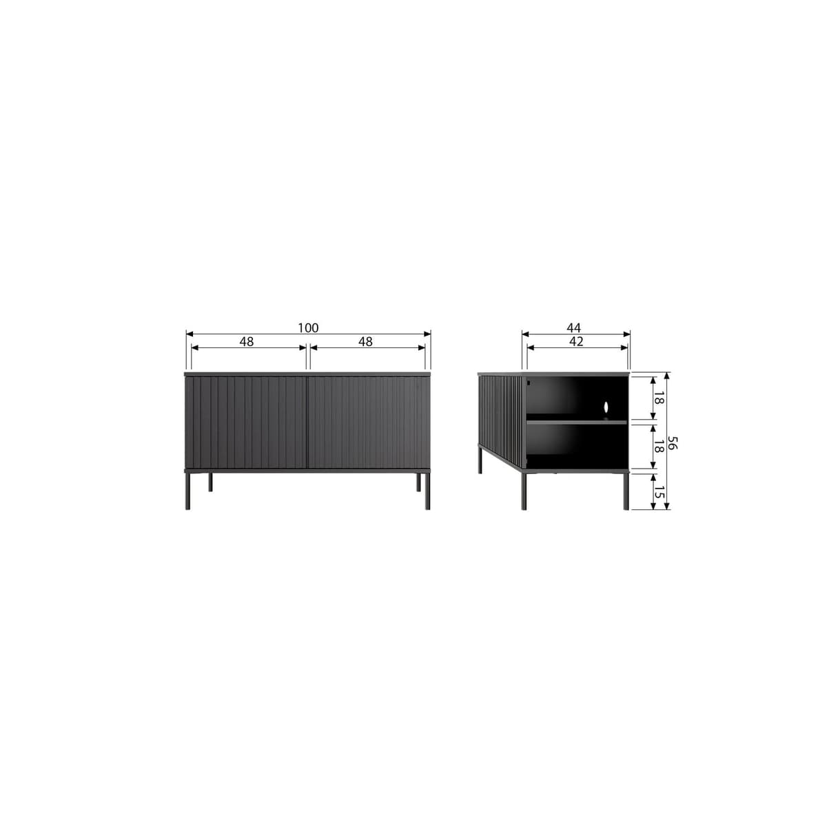 New Gravure Tv Meubel 100 Cm Grenen Zwart [fsc] - 9