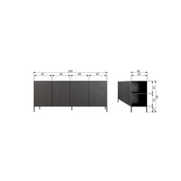 New Gravure Dressoir 200 Cm Grenen Zwart [fsc] - 8