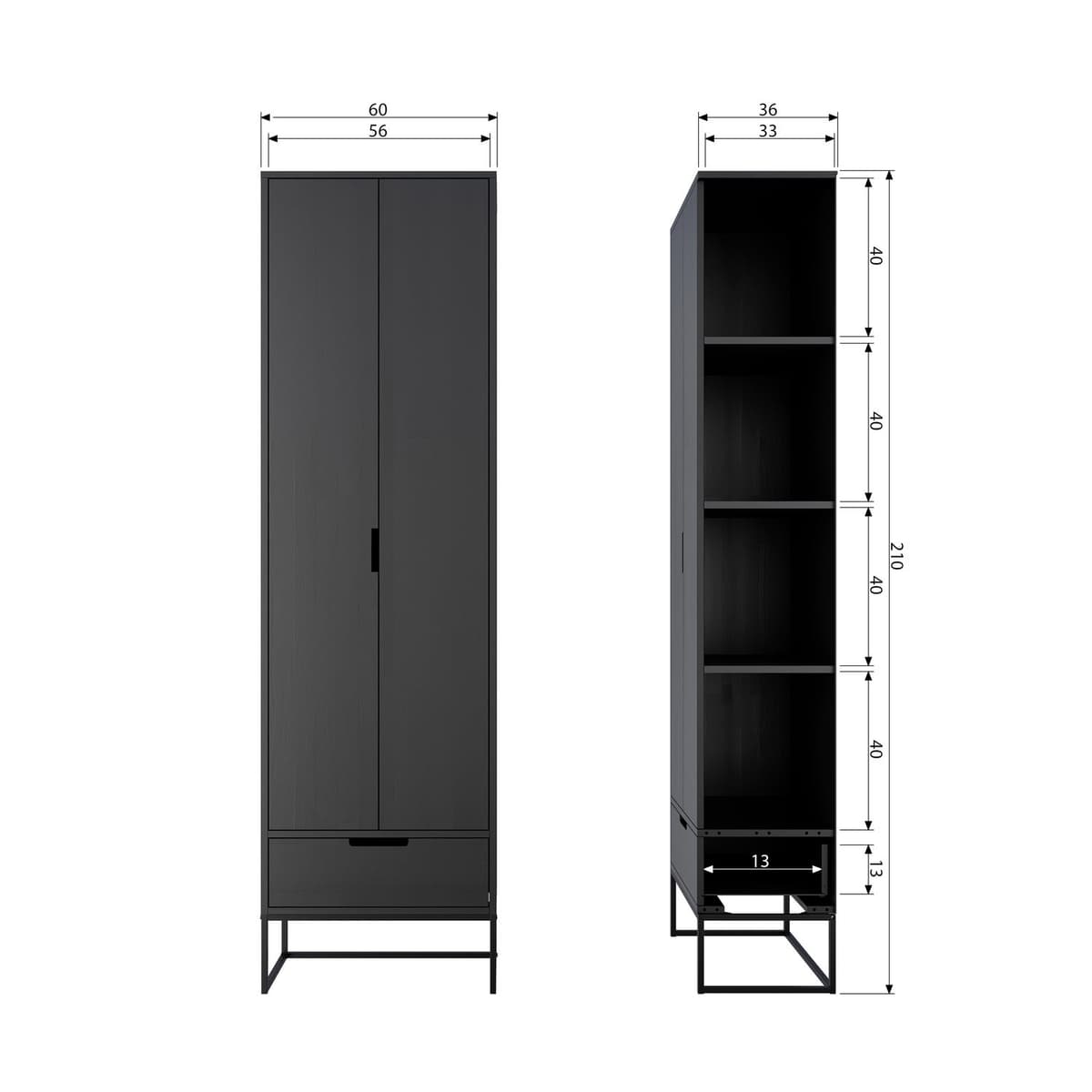 Silas Hoge Kast Essen Blacknight [fsc] - 2