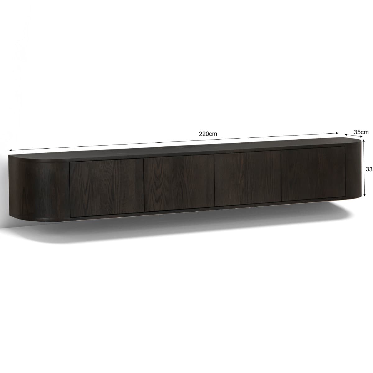 Tv-Meubel Novy Zwevend 220 cm Espresso - 4