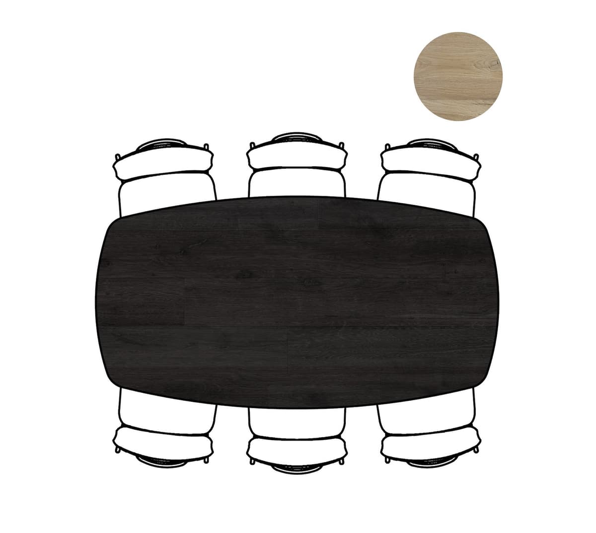 Tafel ovaal 190x100 cpt Arvada Centrale poot zwart Onyx - 3