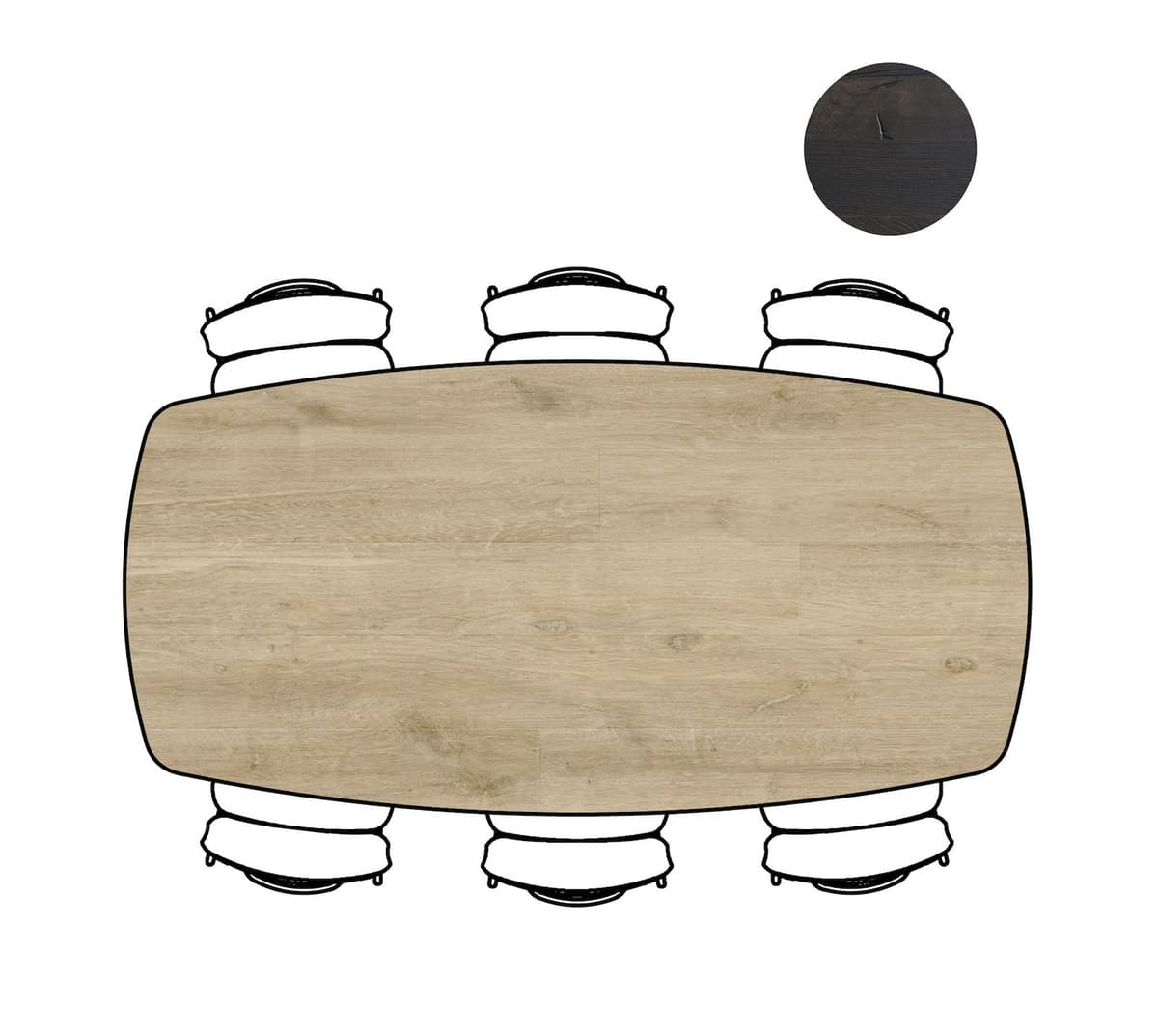 Tafel ovaal 220x110 cpt Arvada Centrale poot zwart natural - 3