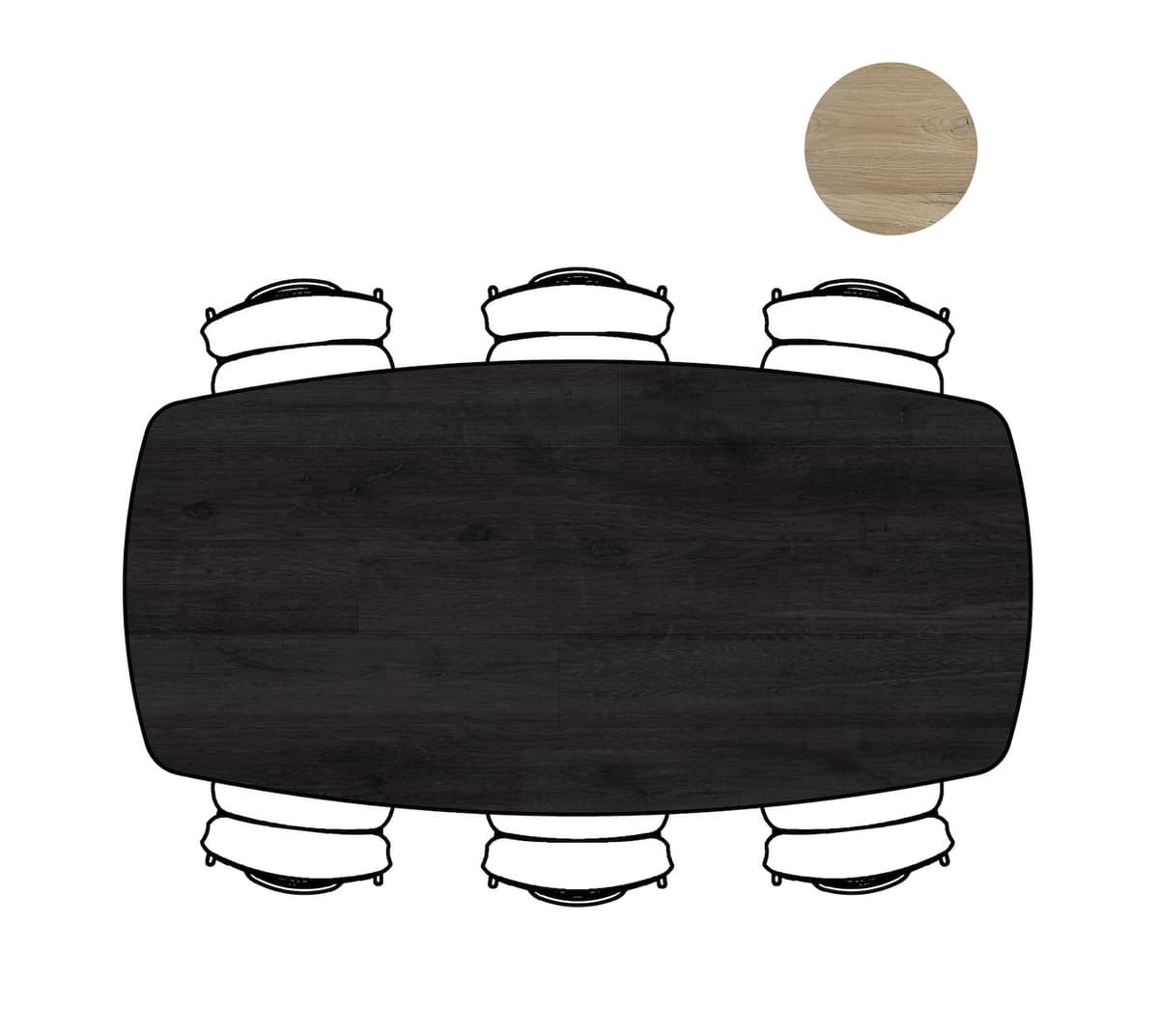 Tafel ovaal 220x110 cpt Arvada Centrale poot zwart Onyx - 3