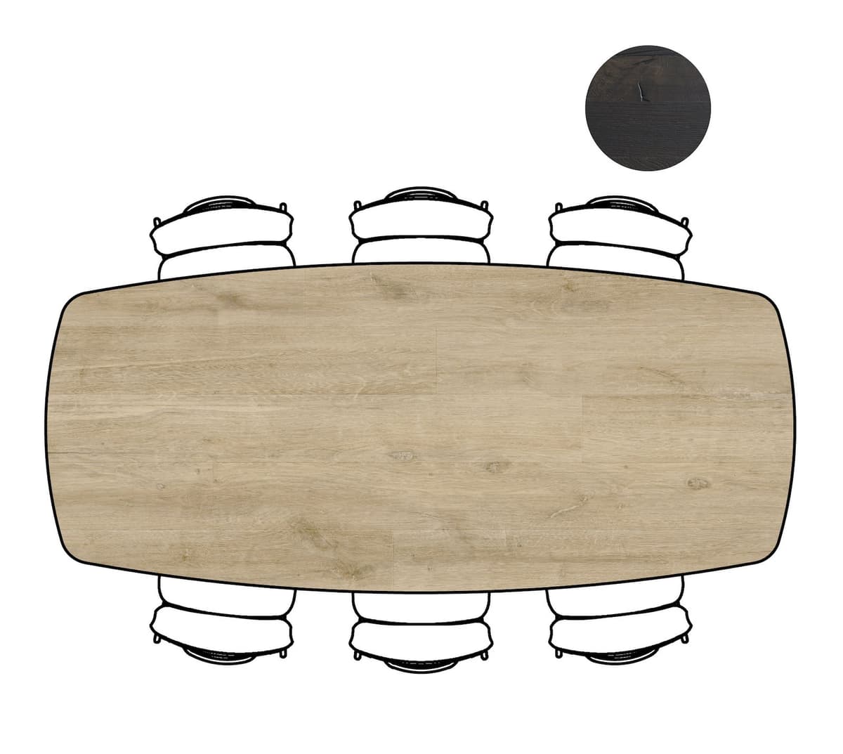 Tafel ovaal 250x110 cpt Arvada Centrale poot zwart natural - 3