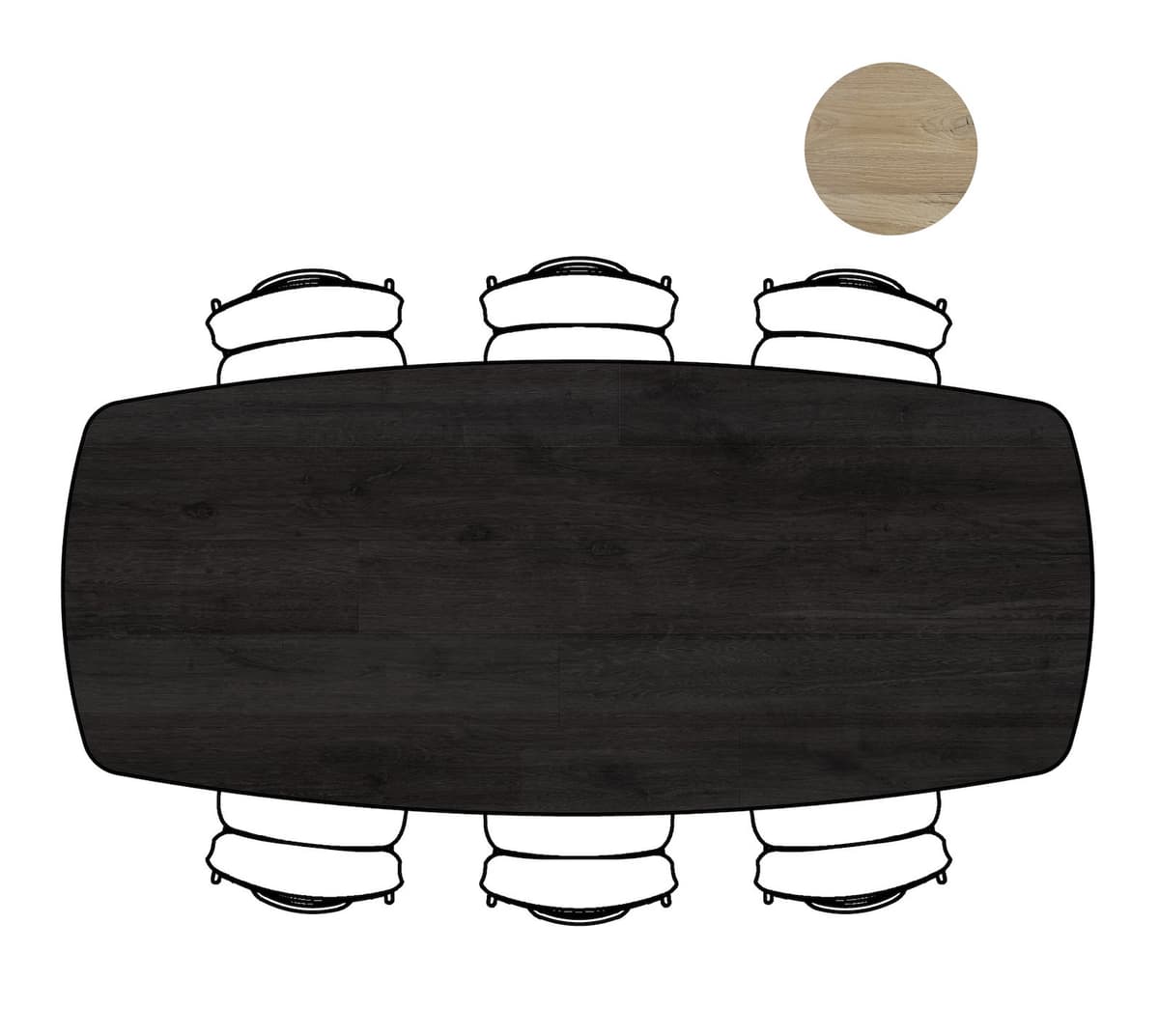 Tafel ovaal 250x110 cpt Arvada Centrale poot zwart Onyx - 3