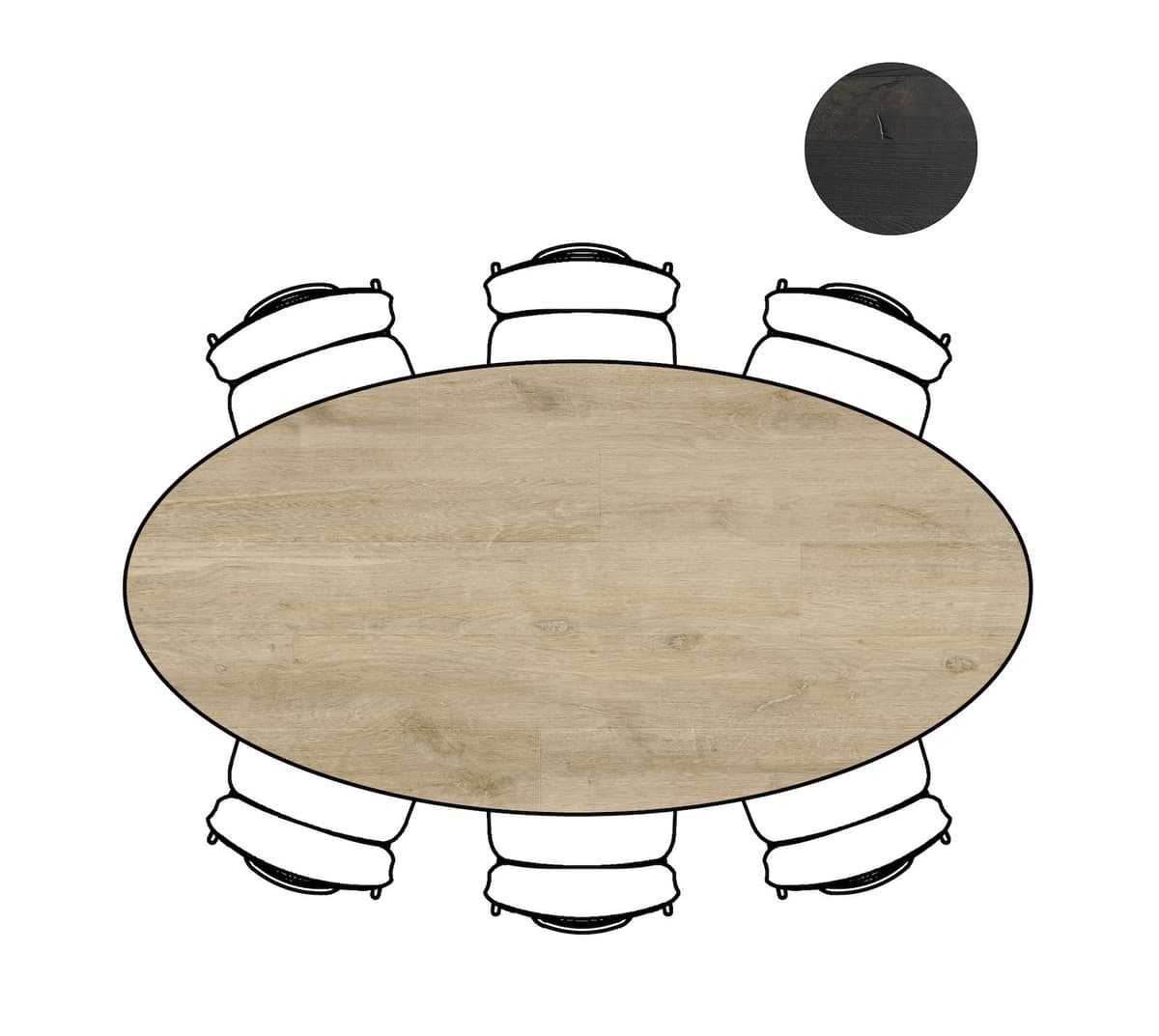 Tafel ellips 220x110 cp Arvada Centrale poot zwart natural - 5