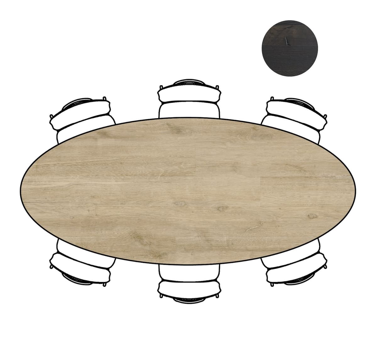 Tafel ellips 250x110 cp Arvada Centrale poot zwart natural - 7