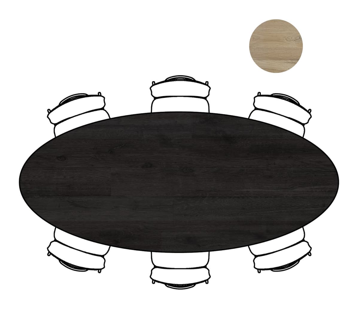 Tafel ellips 250x110 cp Arvada Nebbia leg Onyx Nebbia - 3