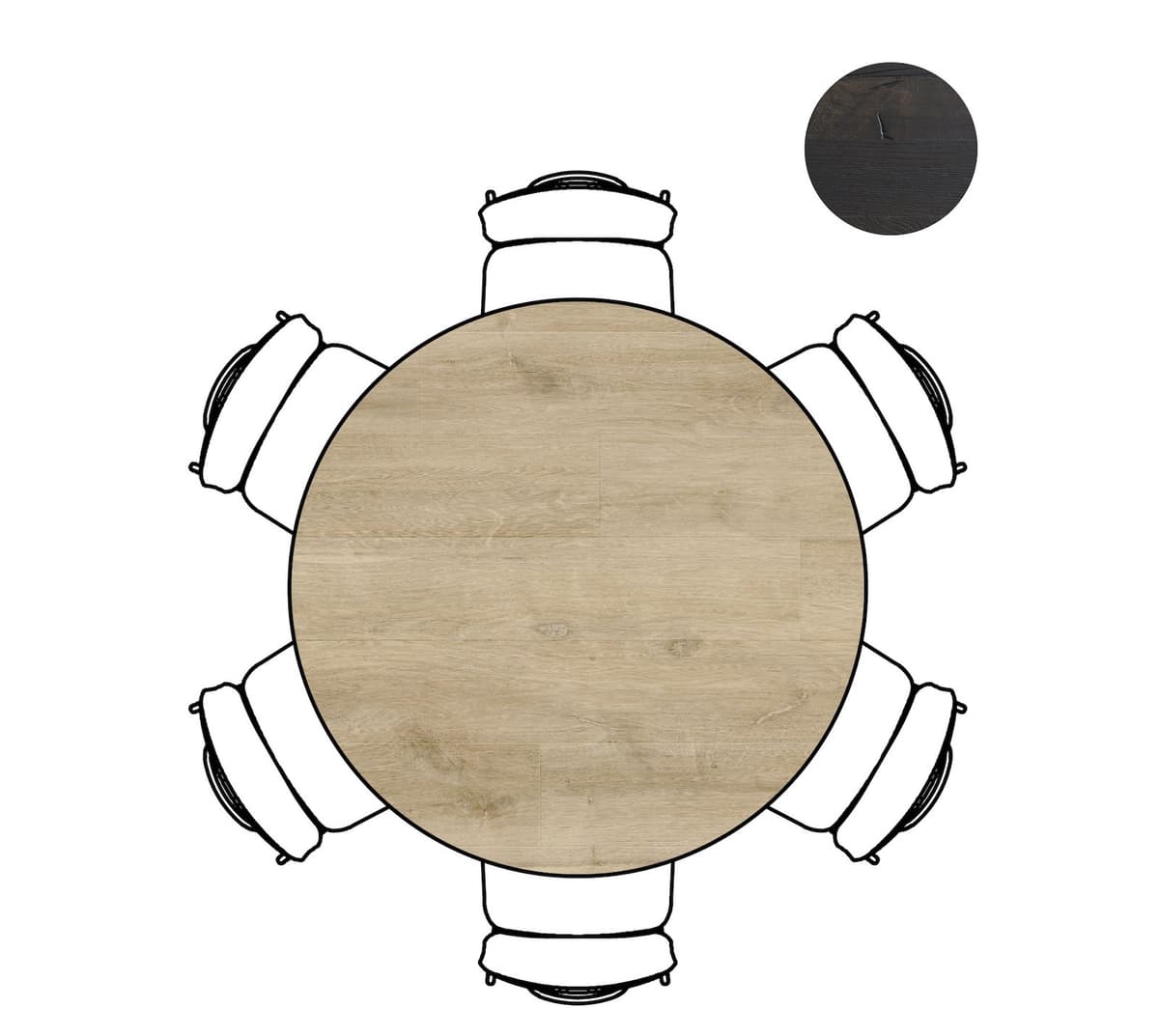 Bartafel rond dia 140cm Arvada Centrale poot zwart natural - 3